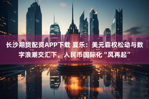 长沙期货配资APP下载 夏乐：美元霸权松动与数字浪潮交汇下，人民币国际化“风再起”