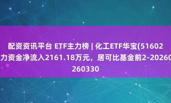 配资资讯平台 ETF主力榜 | 化工ETF华宝(516020)主力资金净流入2161.18万元，居可比基金前2-20260330
